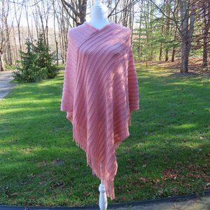 Salmon Pink Fringed Poncho
